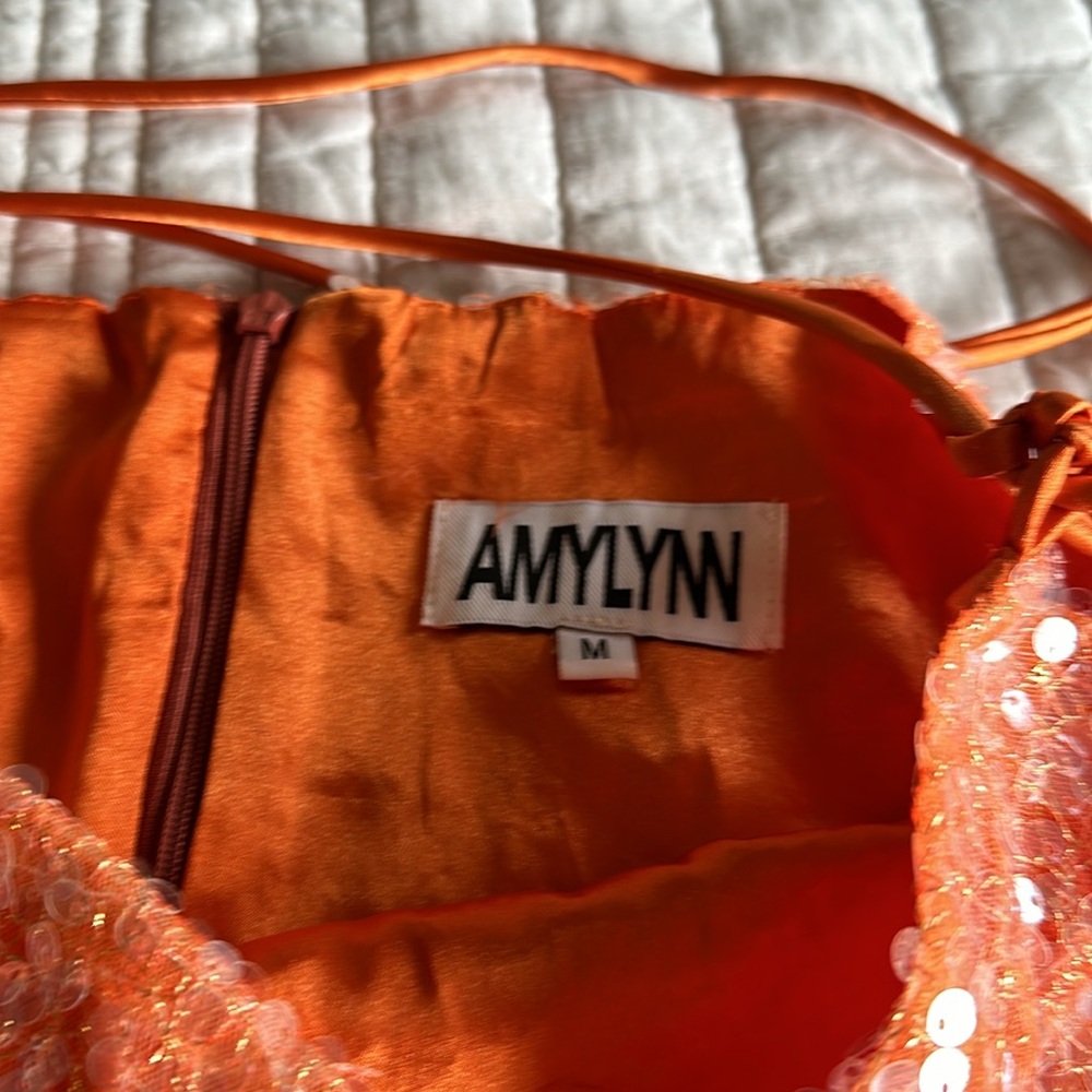 Sequin Mini Skirt in Orange - Picture 5 of 6